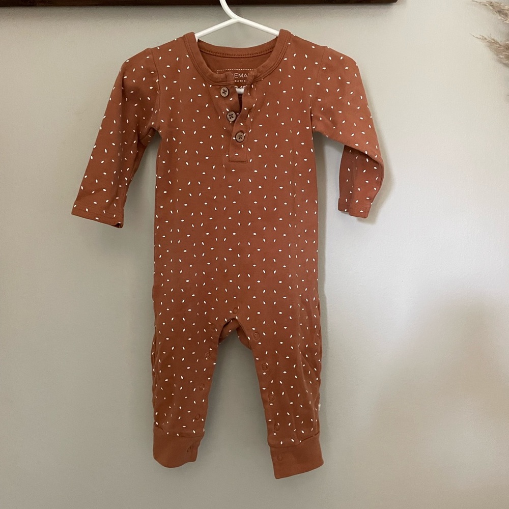 MAKEMAKEORGANICS Baby Romper in Ginger Sprinkle // Size 12-18 Months